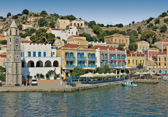 Exterior, Nireus Hotel, Yialos, Symi, Greece.