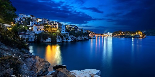 Skiathos bay at night