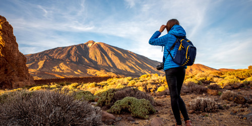 A person next to Mount Teide